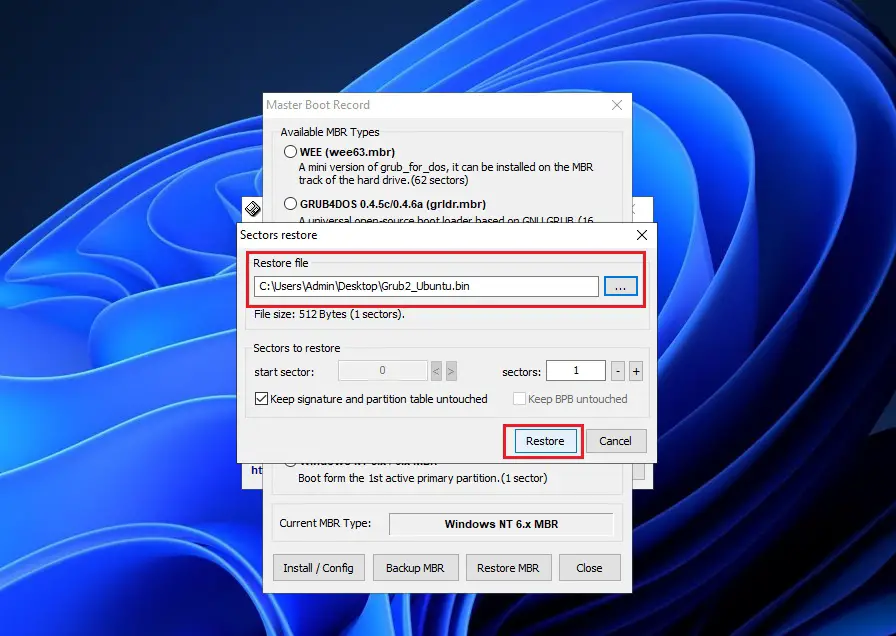 Sửa lỗi không vào được win sau khi cài Ubuntu với phần mềm BootIce [Legacy MBR] (ảnh minh họa)