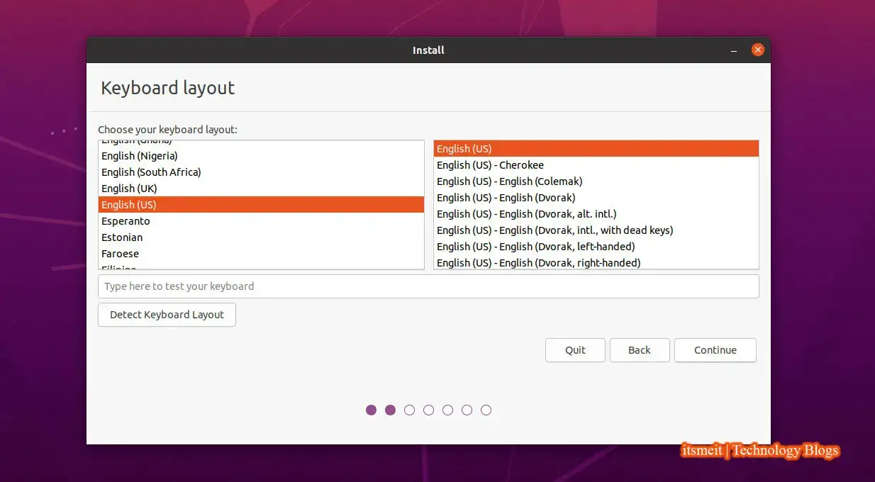 Select language to Install Ubuntu dual boot Windows