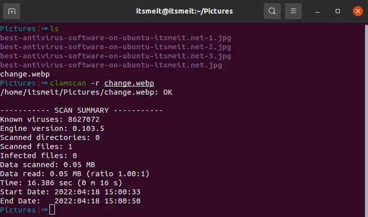 quét file virus trên Ubuntu 22.04 Linux 