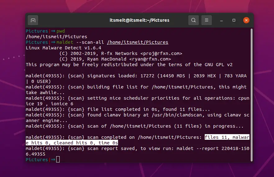 Scan viruses with Malware Detect on Ubuntu 22.04 Linux