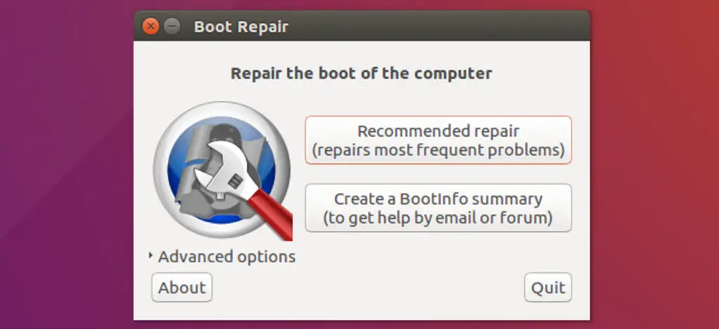 Sử dụng Boot-Repair để cài lại grub cho Ubuntu