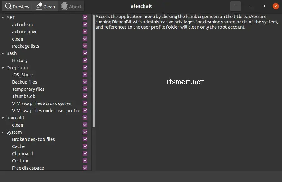Dọn dẹp file rác trên Ubuntu 22.04 và 20.04 Linux bằng BleachBit