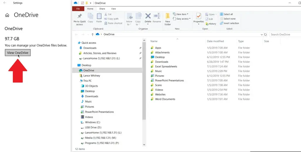 Review OneDrive files ro Free up