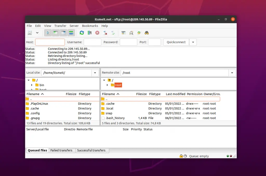 Cài đặt và sử dụng FileZilla trên Ubuntu 22.04 hoặc 20.04 Linux