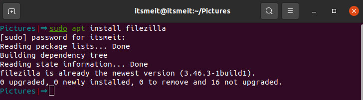 Cài đặt FileZilla trên Ubuntu 22.04 hoặc 20.04 bằng APT command