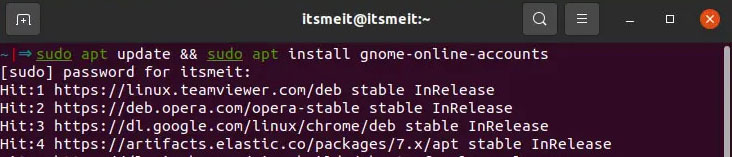 Cài đặt GNOME Online Accounts nếu chưa có