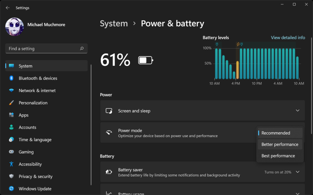 Change Power Mode to Best Performance