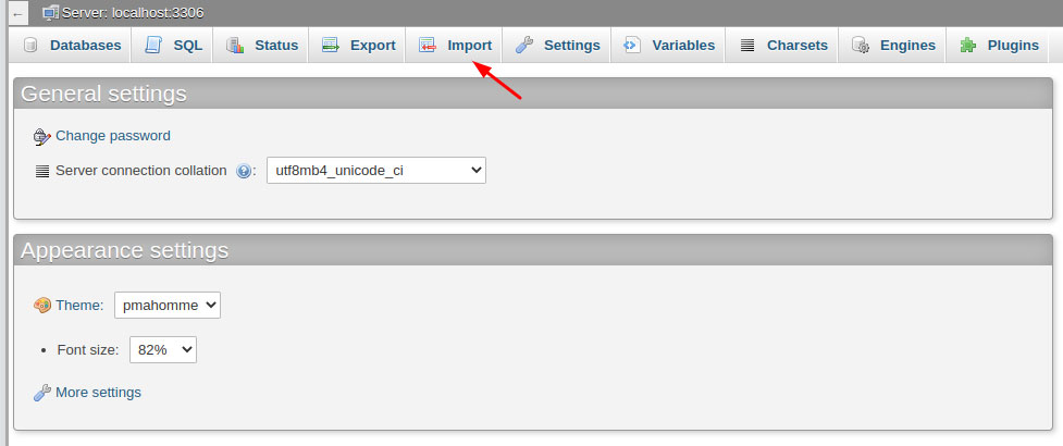 How to import database