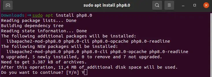 update the system and install php8.0 ubuntu