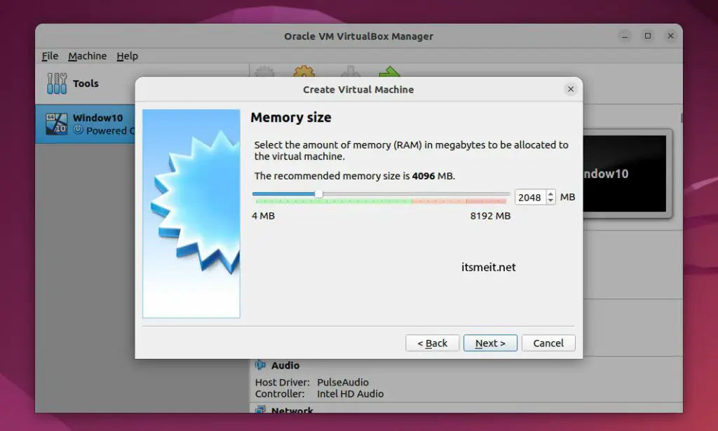 Thiết lập RAM cho virtualbox