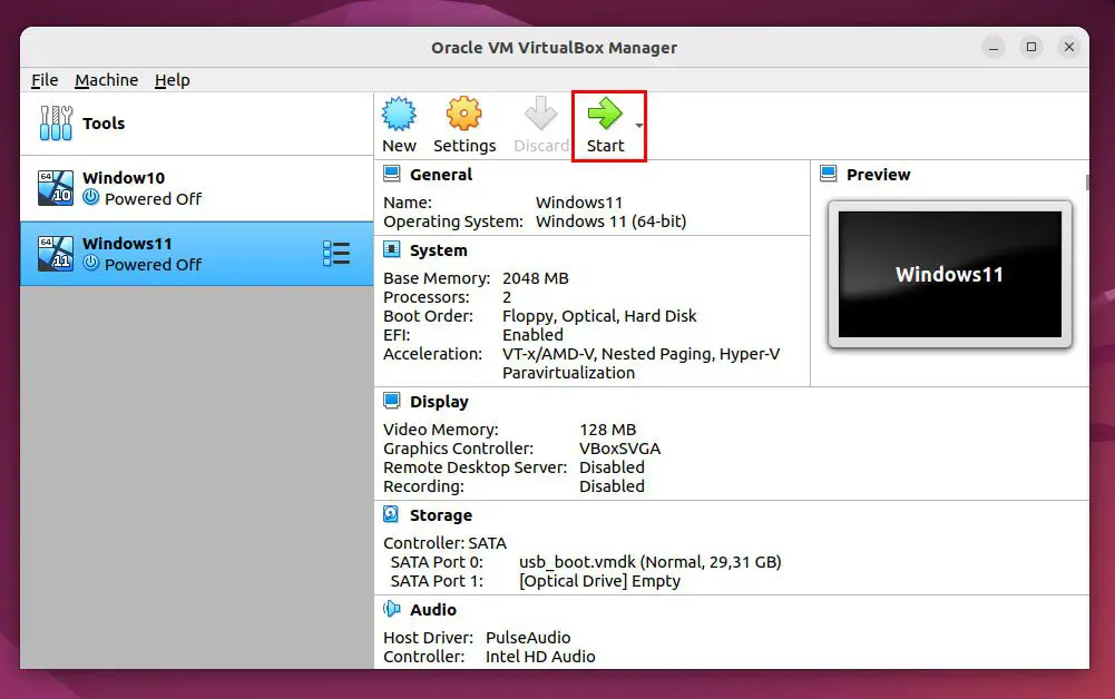 boot from USB in VirtualBox using Ubuntu 22.04