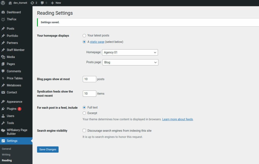 How to settings display home page wordpress  (illustration)
