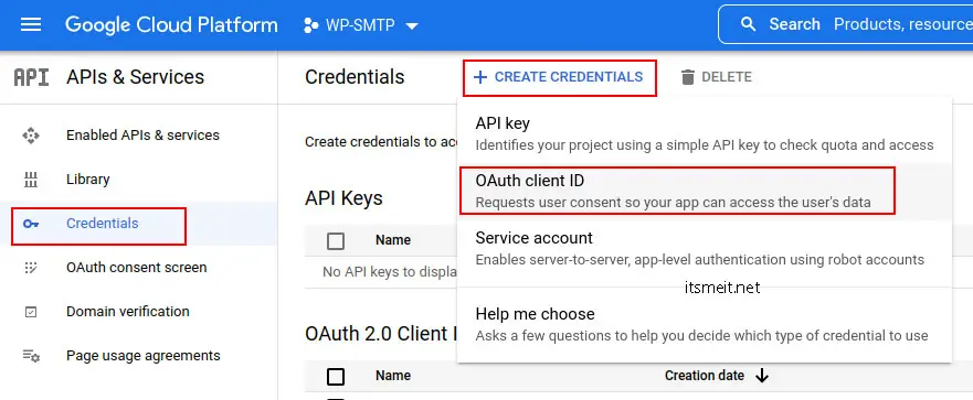 Tạo OAuth Apps để  lấy Client ID và Client secret Google
