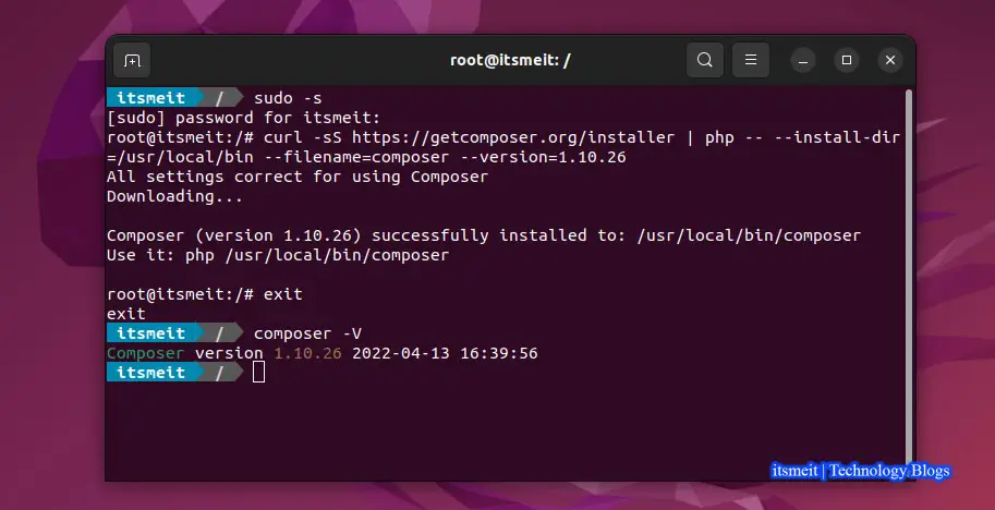 Cài đặt Comporser 1.10.26 trên Ubuntu 22.04