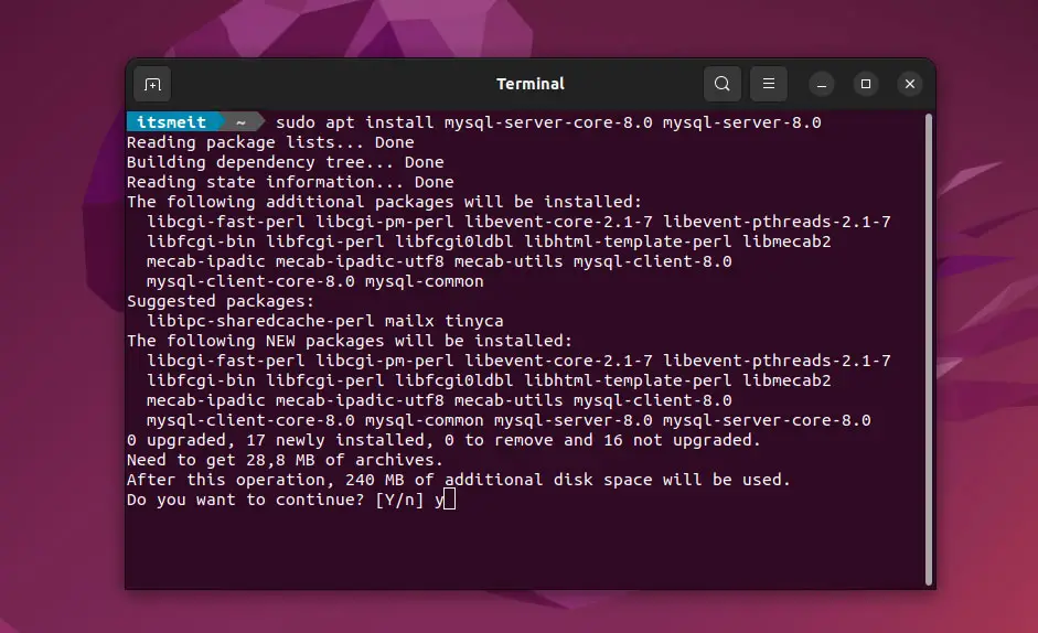install MySQL server 8.0 on Ubuntu 20.04