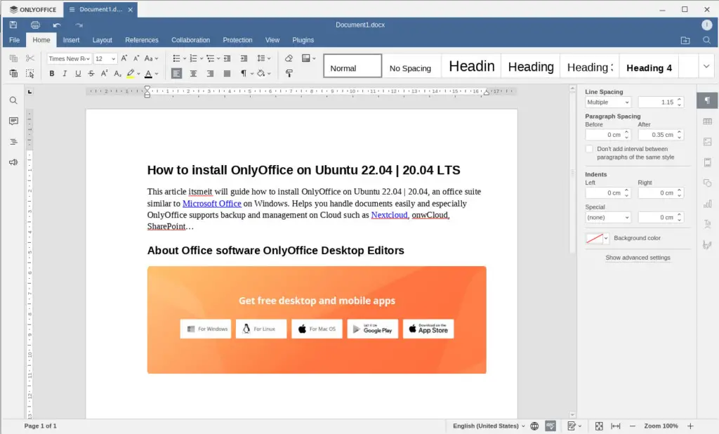 install OnlyOffice on Ubuntu 22.04 and 20.04
