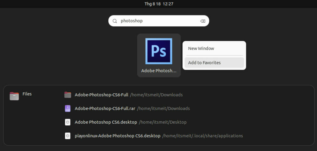 Add Photoshop CS6 icon to the taskbar on Ubuntu