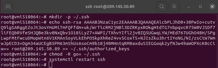 Sao chép nội dung SSH key đến Server thủ công