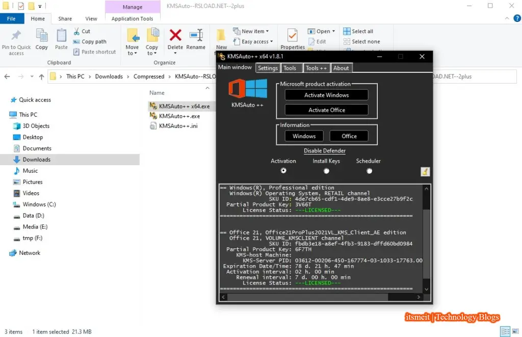 Kích hoạt Windows bằng KMSAuto Net thành công