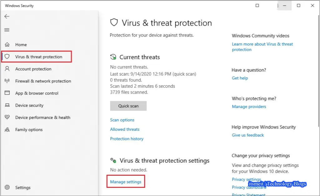 Utilize Windows Defender to scan for viruses