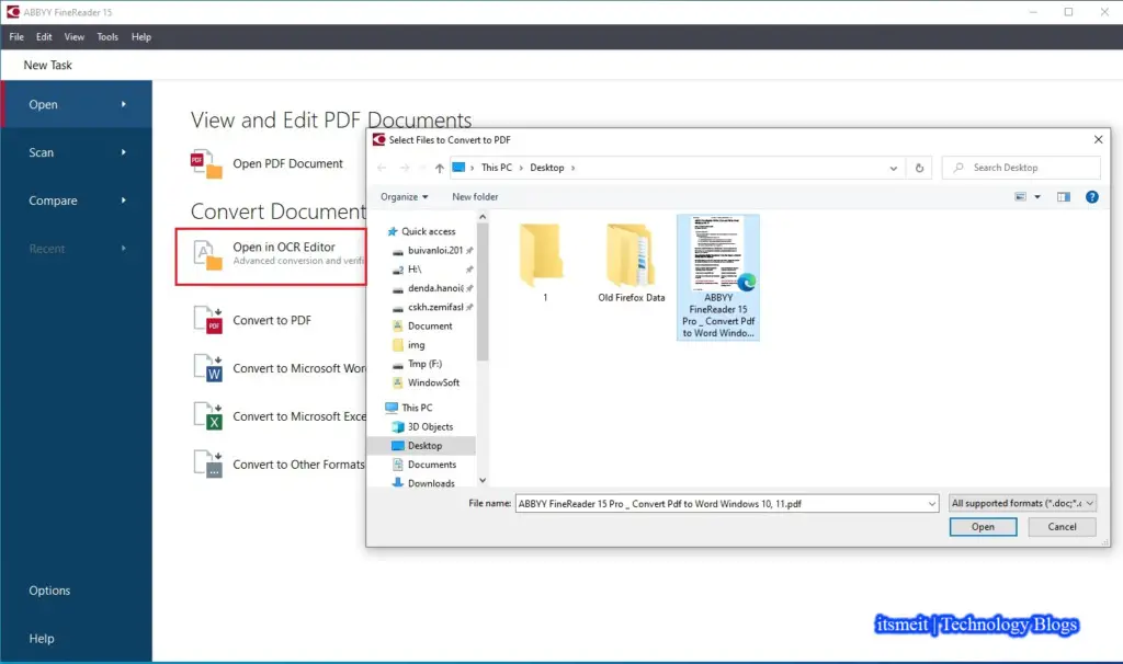 Select the PDF document to convert