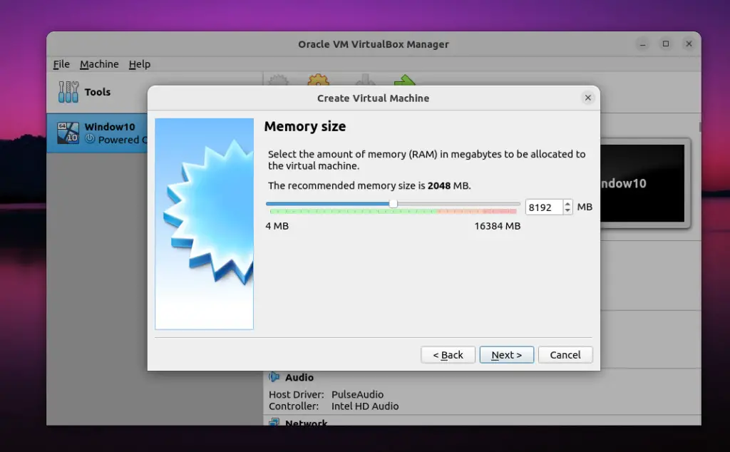 Thiết lập RAM để cài đặt trên VirtualBox