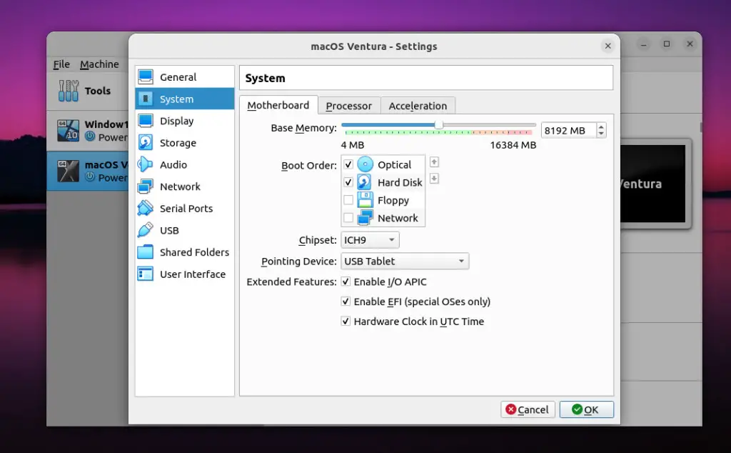 Cấu hình system macOS với VirtualBox trên Ubuntu