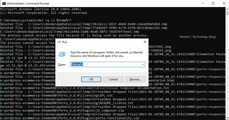 delete Temporary Files on Windows 11 Using CMD