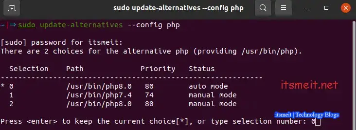 Set mutiple version php on ubuntu