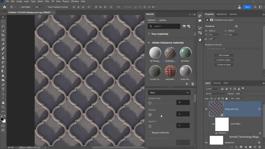 Substance Materials feature in Photoshop 2024