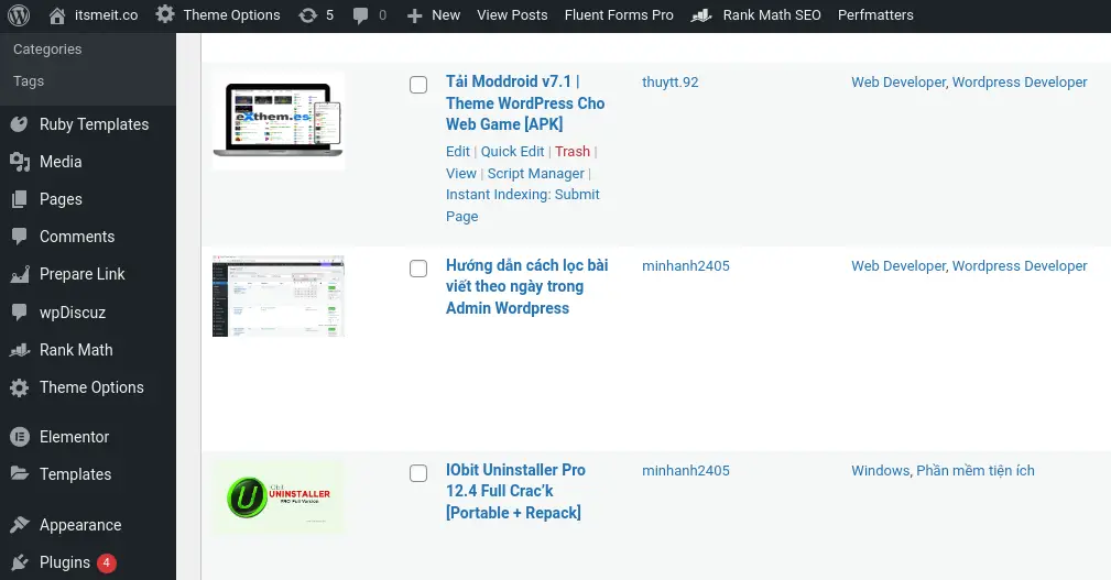Hiển thị hình ảnh bài viết trong WordPress Admin