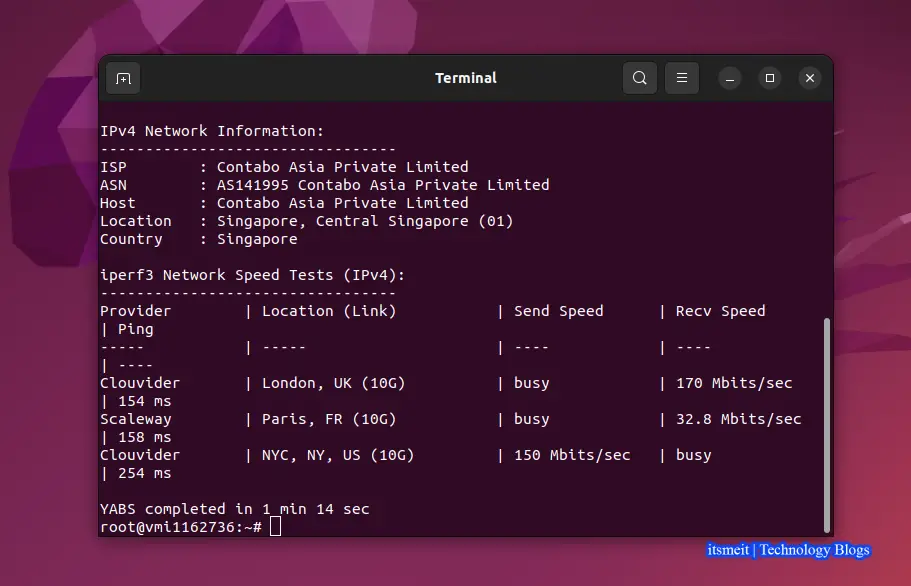 Test Linux VPS network Upload/Download speed