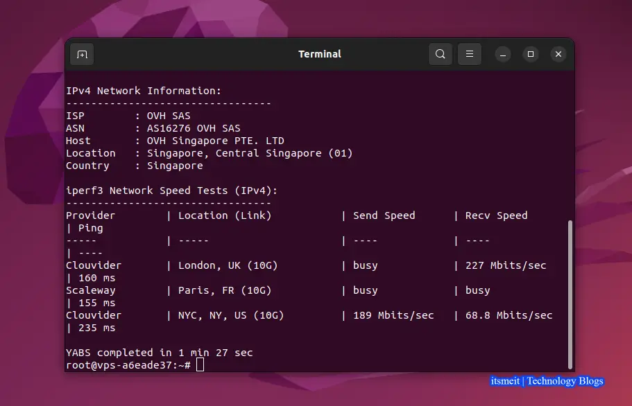 Test Linux VPS network Upload/Download speed