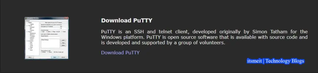 Download & install Putty Tool on your Windows computer