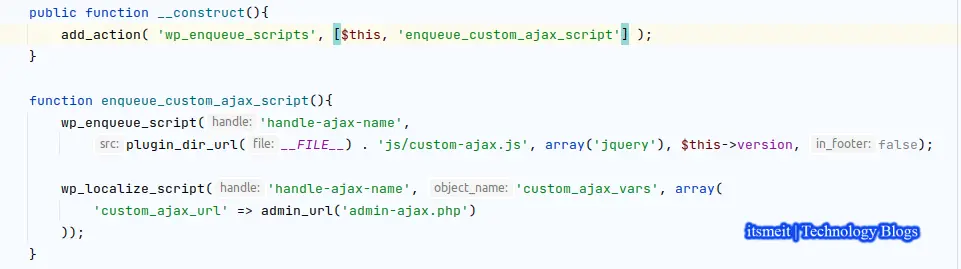 Register File and declare Ajax values Wordpress