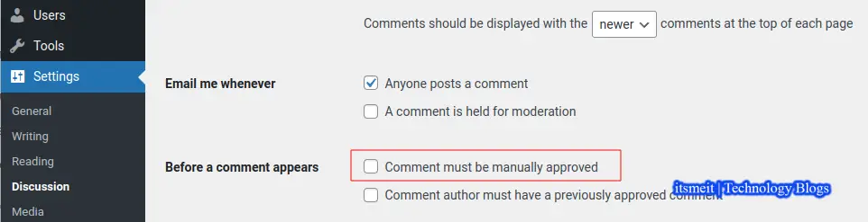 Manual Comment Approval to Stop WordPress Spam Comments