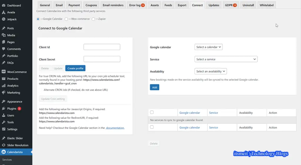 Features in the WordPress Calendarista appointment booking plugin (illustration)