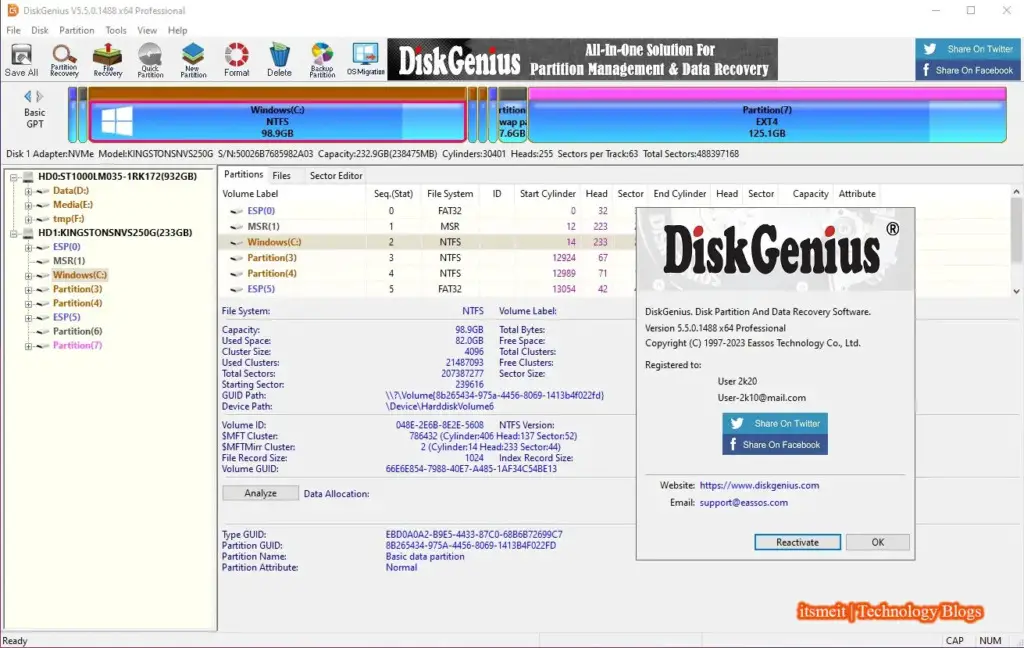 DiskGenius v5.5.0 - Manage and restore computer data on Windows (SSD, HDD)