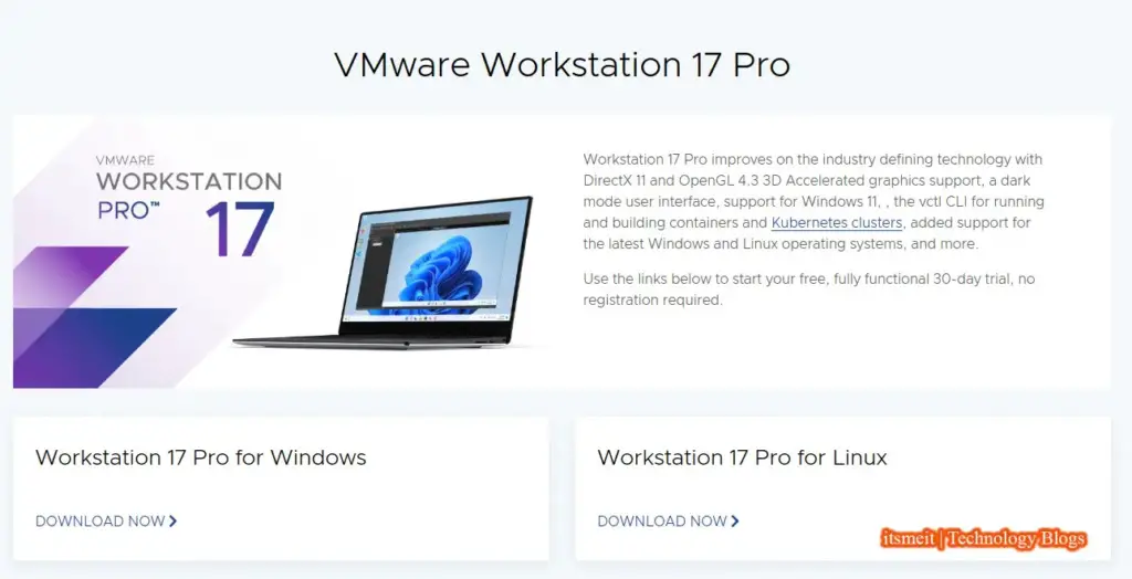 Download VMware Workstation PRO from the official site