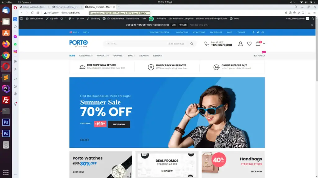 theme Wordpress Porto được cài đặt giống demo 100%
