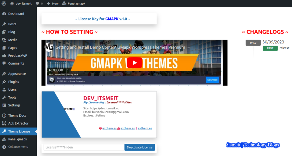 kích hoạt GMapk themes v1.0