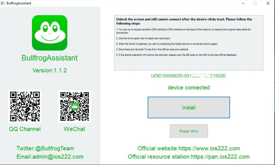 install BullFrog Assistant to iphone