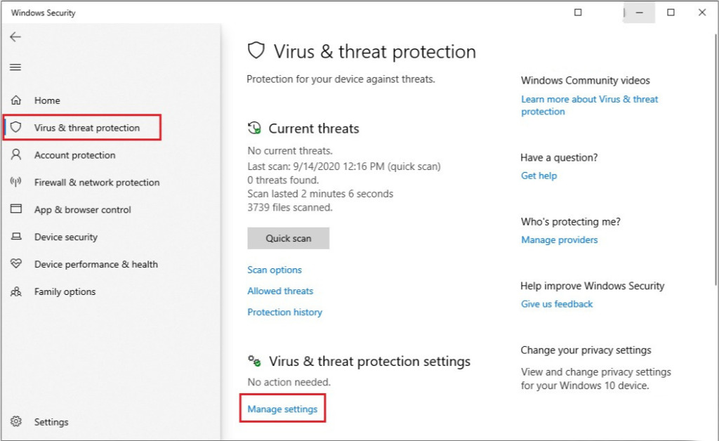 Windows Defender tool scan virus