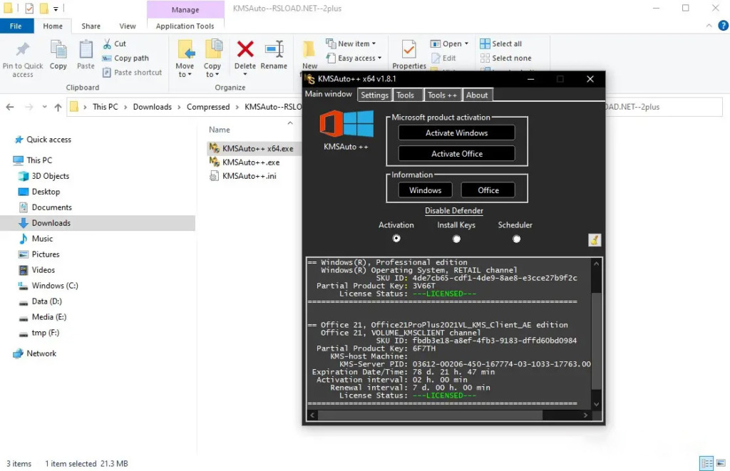 Successfully activate Windows using KMSAuto Net