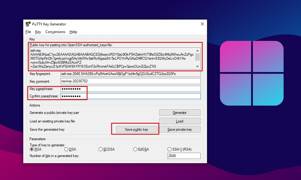 generate passphrase key on Windows 11