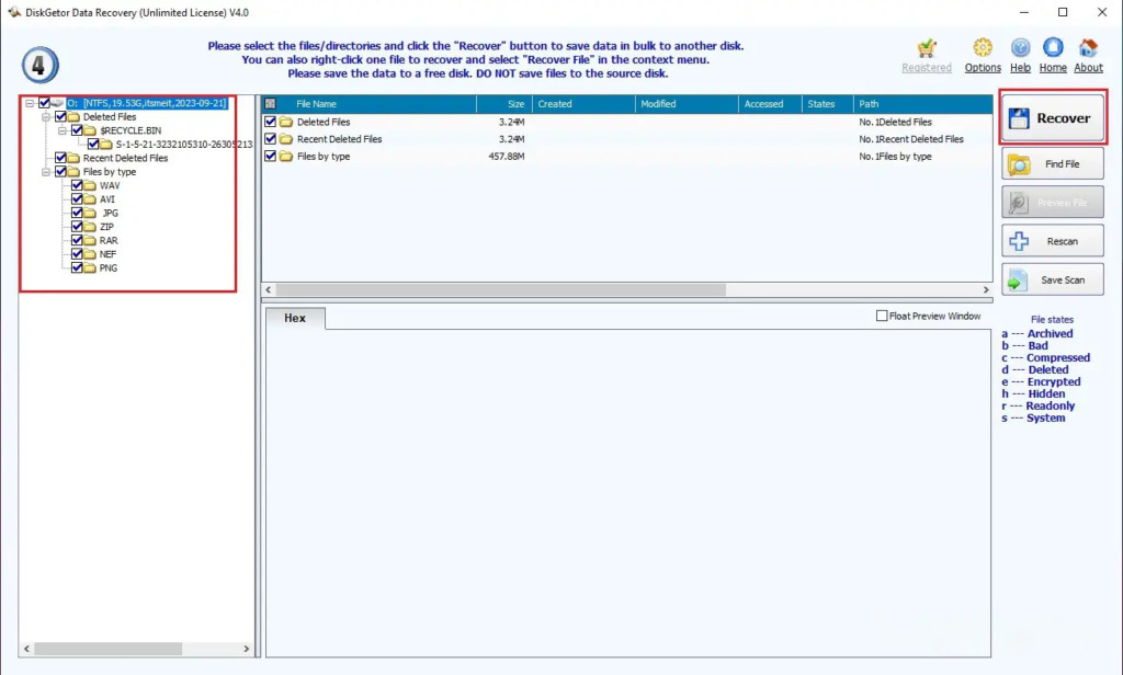 Choose where to store the data file