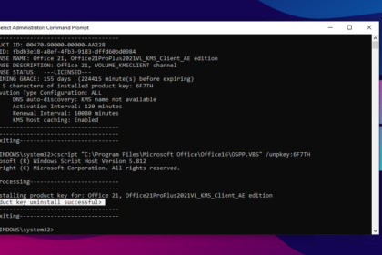 Remove Office key on Windows CMD
