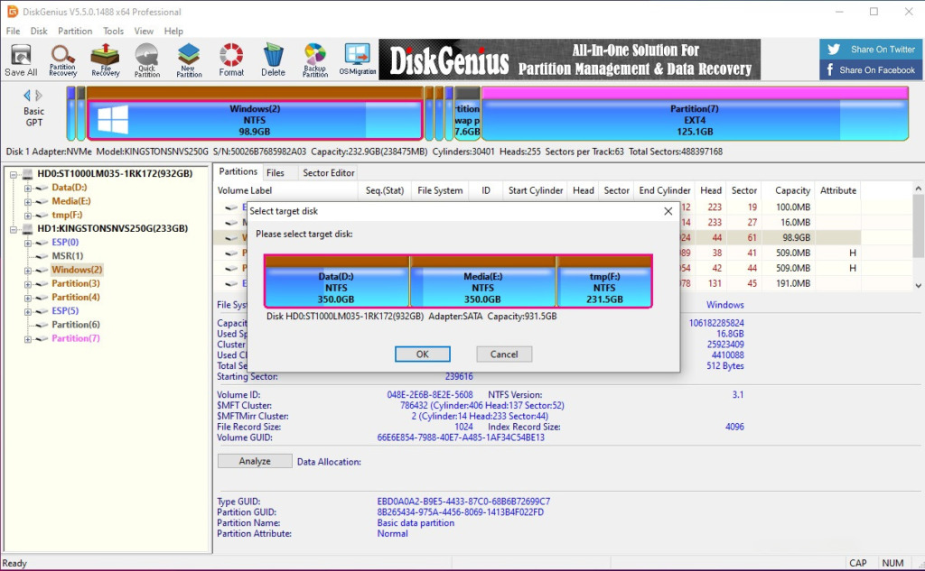 Select the target drive and click OK.