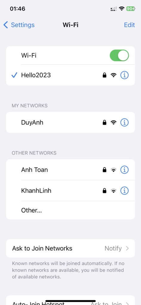 Mở cài đặt wifi