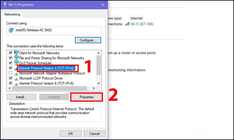 Select Internet Protocol Version 4 (TCP/IPv4)